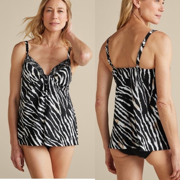 Miraclesuit Marina Tankini Top Tigre Sombre Womens SZ 16 Underwire Swim TOP ONLY - Picture 1 of 11